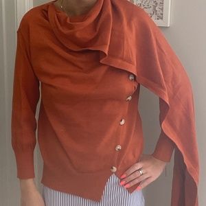 Light weight sweater w attached scarf